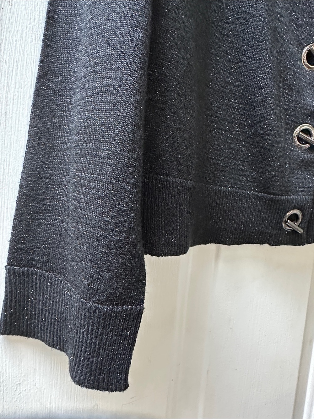 Incredibly classy Calvin Klein Black Metallic Knit hook & loop closure Cardigan - Picture 4 of 5